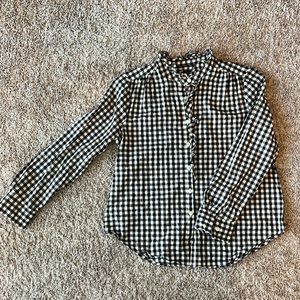 Gingham Ruffle Button Down Petite Shirt